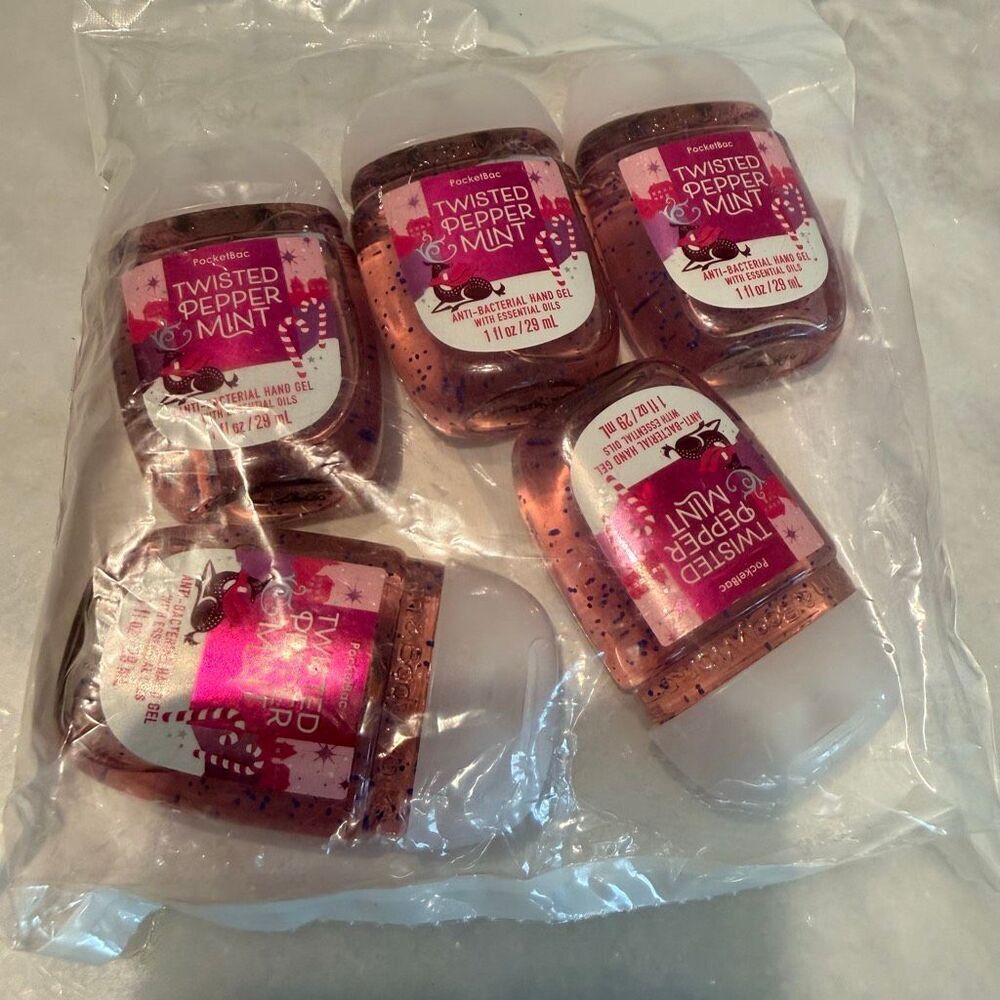 Set of 5 Bath & Body Works PocketBac Twisted Peppermint Hand Sanitizer Sealed